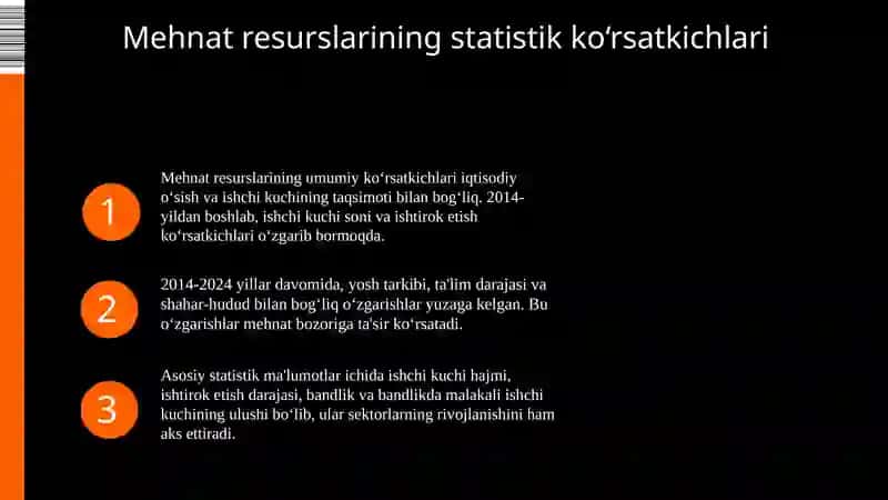 Mehnatresurslarining 2014–2024 yillardagi o‘zgarishini infografik tahlili 3