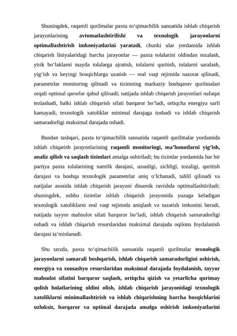 Paxta to’qimachilik sanotida raqamli va mikroprotsessorli qurilmalari 3