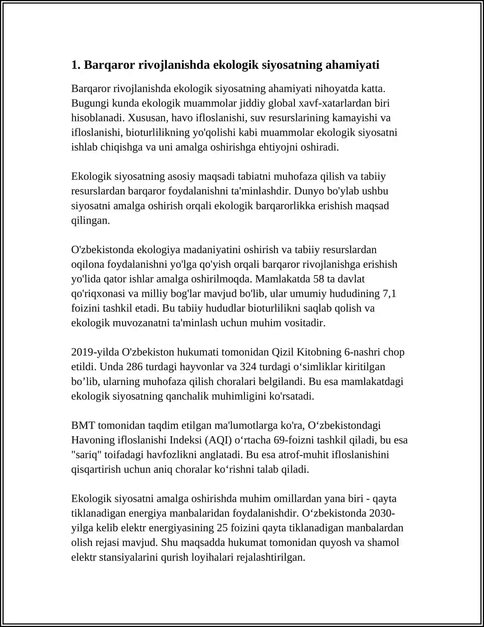 KUCHLI VA BARQAROR EKOLOGIK SIYOSATNI AMALGA OSHIRISHDA JAMIYATNING ROLI QANDAY BOʻLISHI KERAK 3