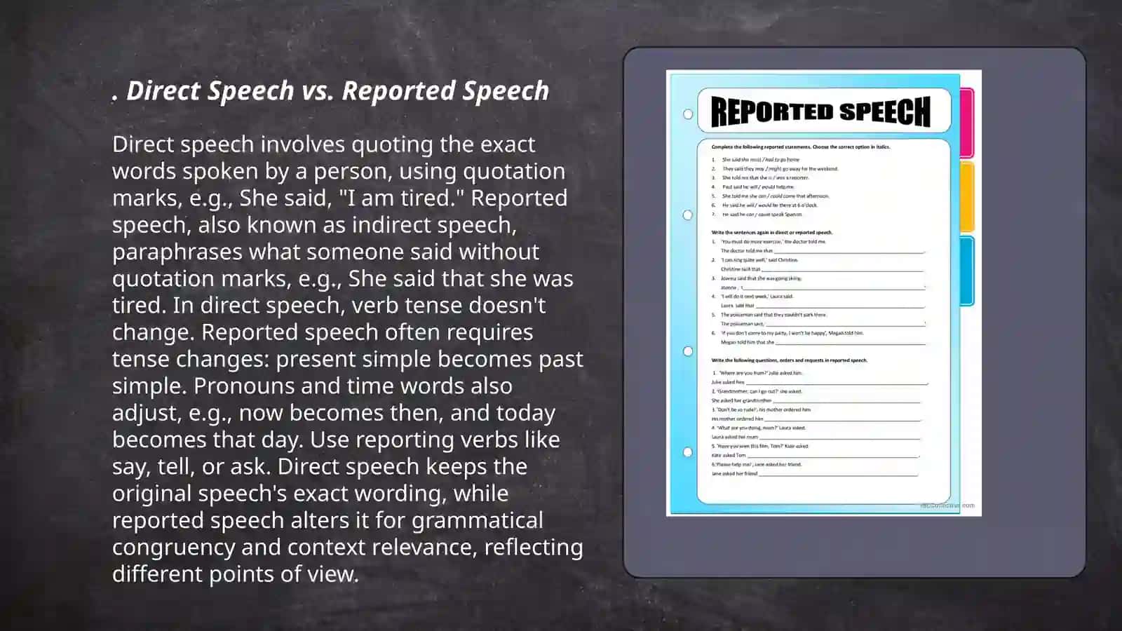 Reported speech 3