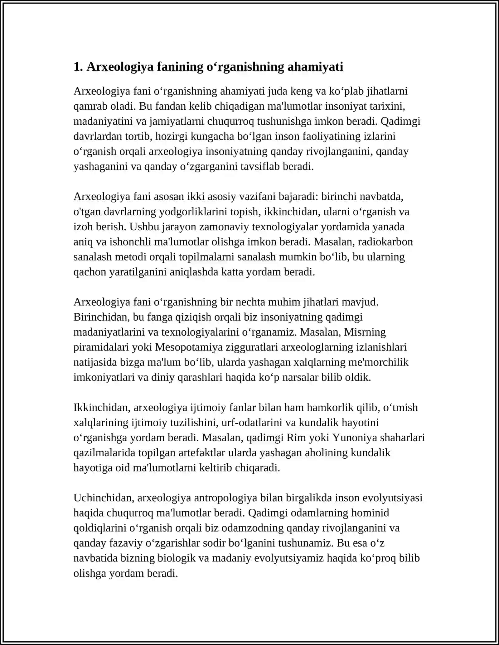 ARXEOLOGIYA FANINI O'RGANISHNING AXAMIYATI. MEZOLIT, NEOLIT, ENEOLIT DAVRI YODGORLIKLARI 3