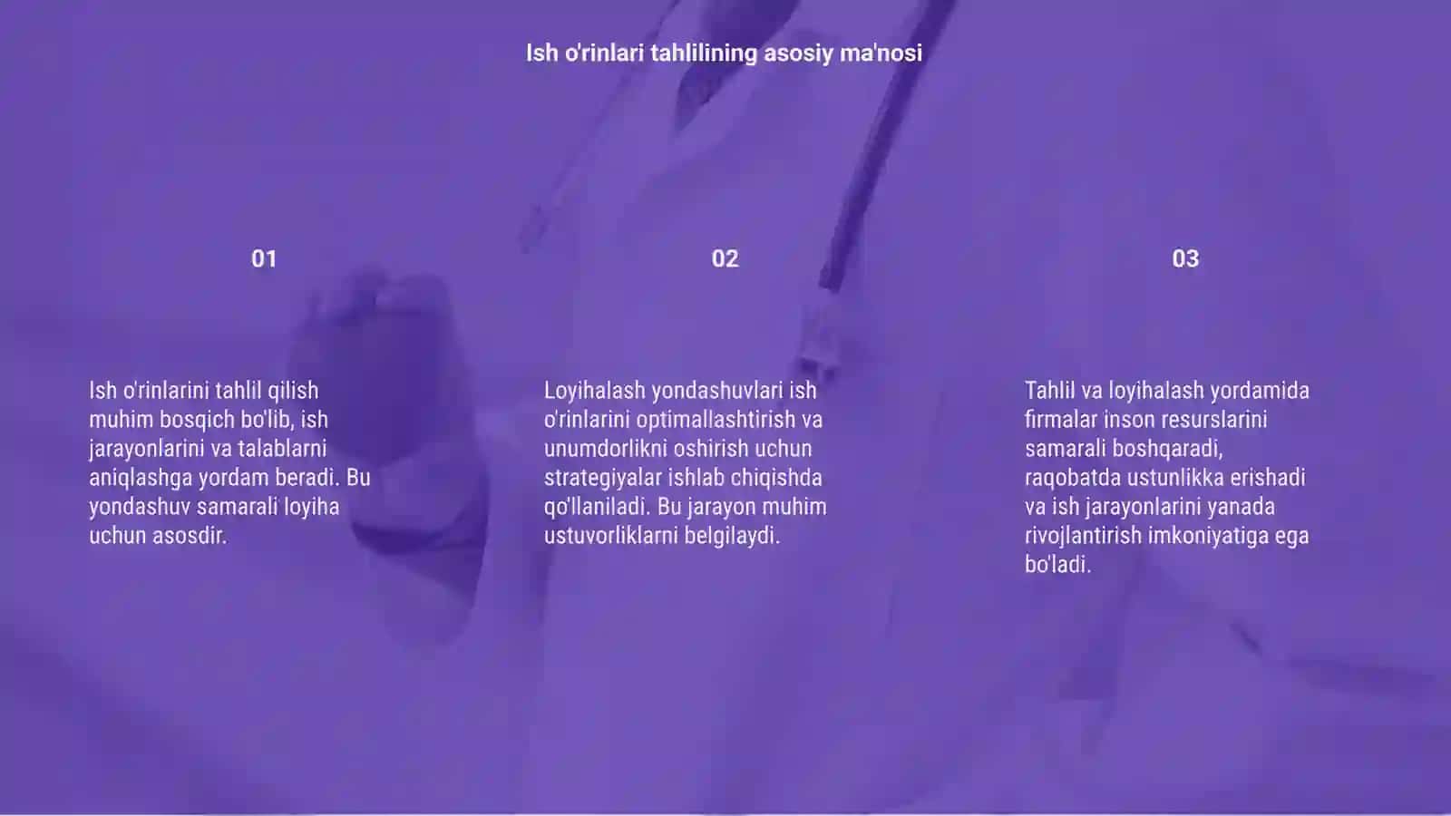 Ish o'rinlarini tahlil qilish va loyihalash yondashuvlari 3