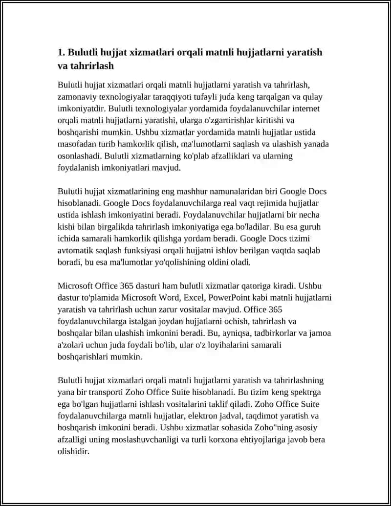 "MATNLI XUJJATLARNI YARATISH" DA BULUTLI TEXNALOGIYALARDAN FOYDALANISH 3