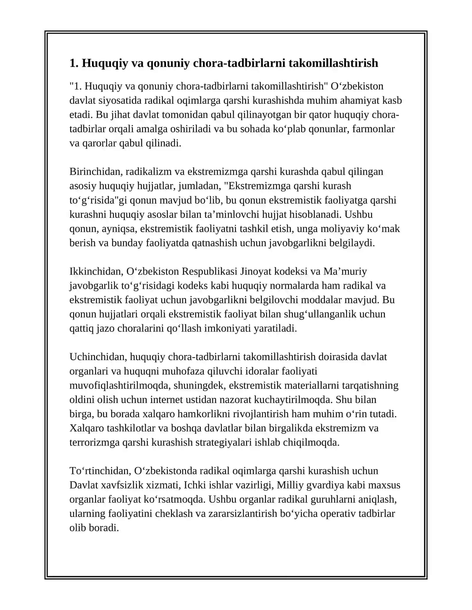 OʻZBEKISTON DAVLAT SIYOSATIDA RADIKAL OQIMLARGA QARSHI KURASHISHNING YOʻNALISHLARI 3