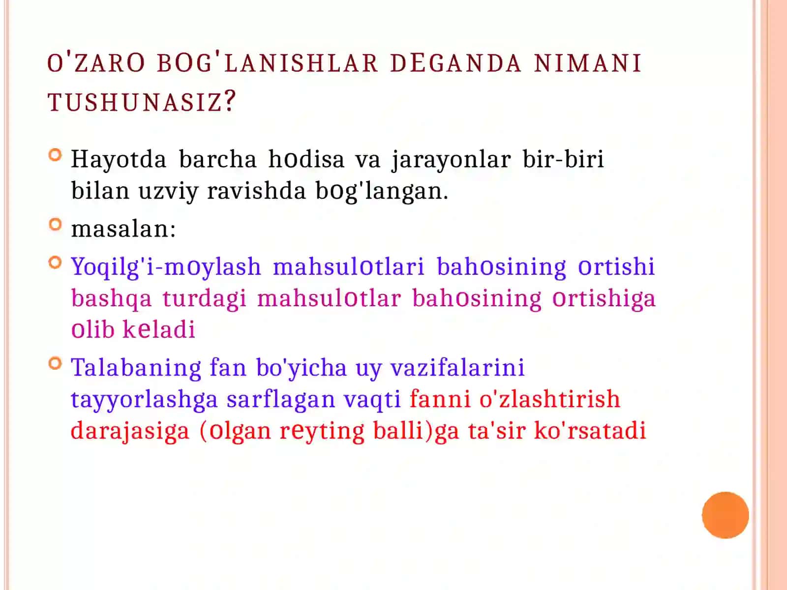 Bog’liqliklarni tadqiqoti. Korrelyatsion taxlil. Regression taxlil 3
