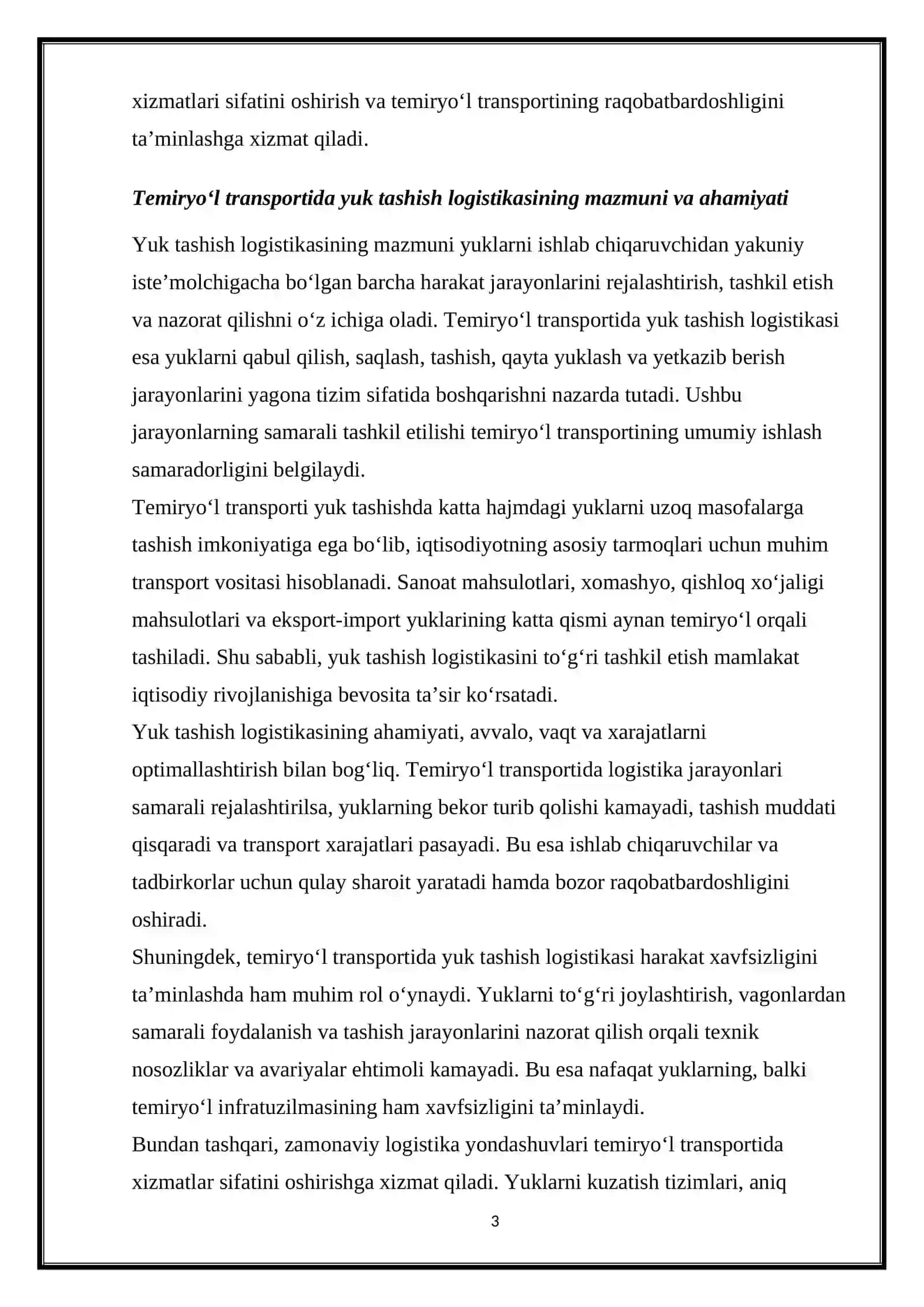 Temiryo‘l transportida yuk tashish logistikasini takomillashtirish yo‘llari 3
