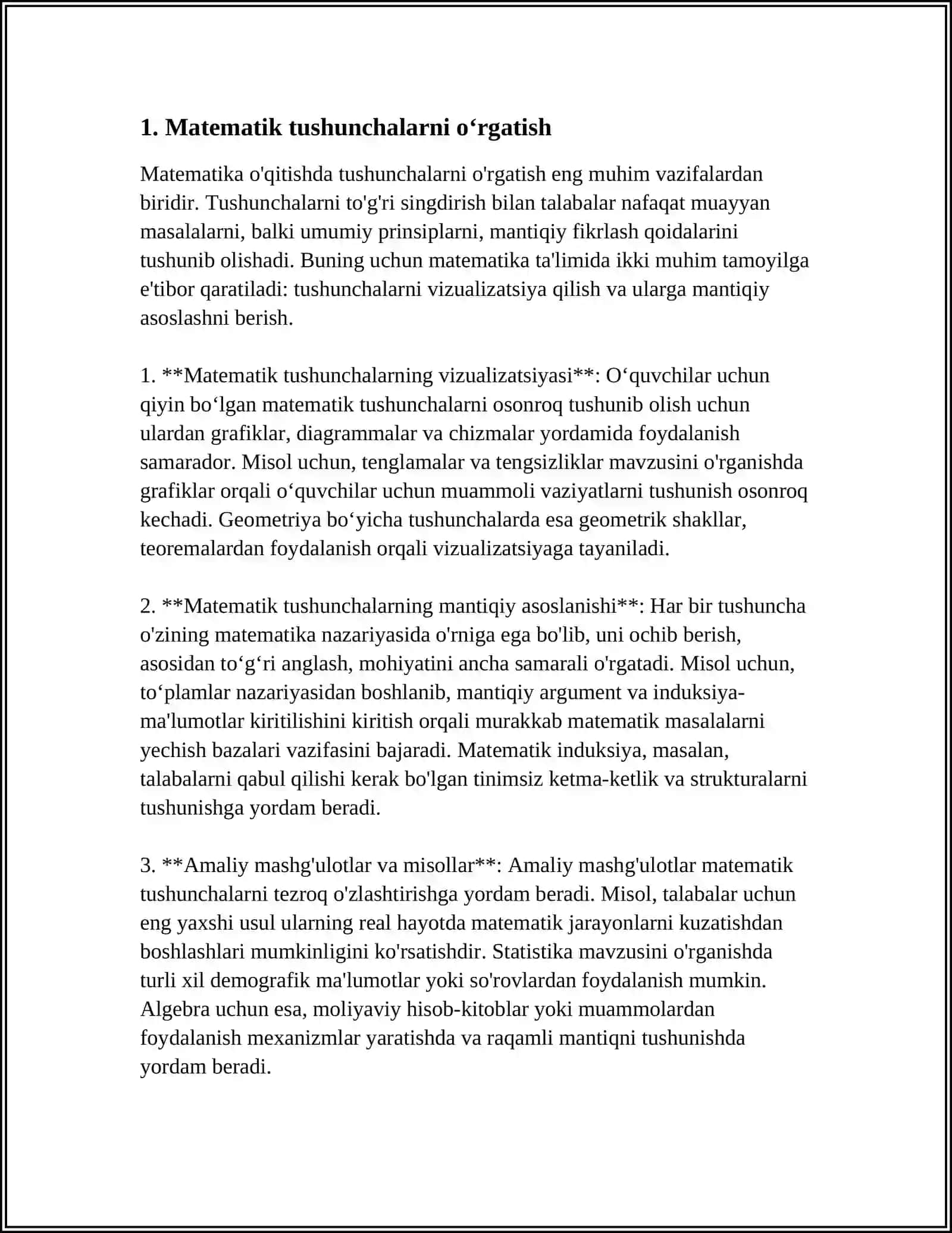 MATEMATIKA DARSNI TASHKIL QILISH, KO‘RGAZMALILIK HAMDA DIDAKTIK MATERIALLARDAN FOYDALANISH 3