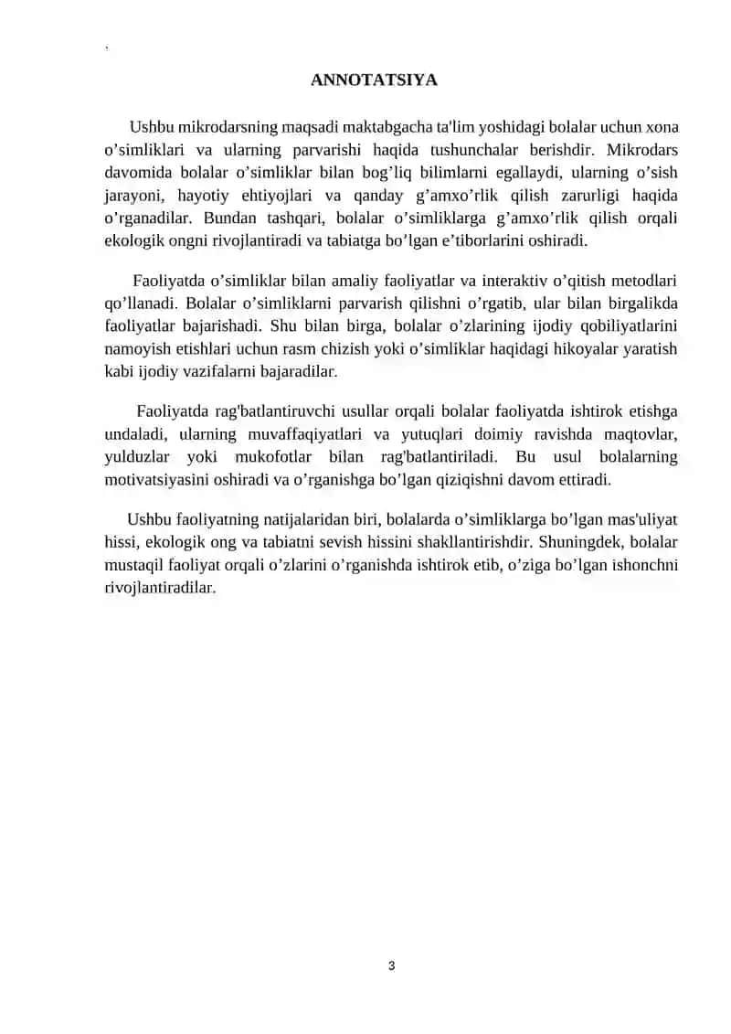 “Xona oʼsimliklari bizning doʼstimiz”. (oʼrta guruh) Fan va tabiat markazi 3