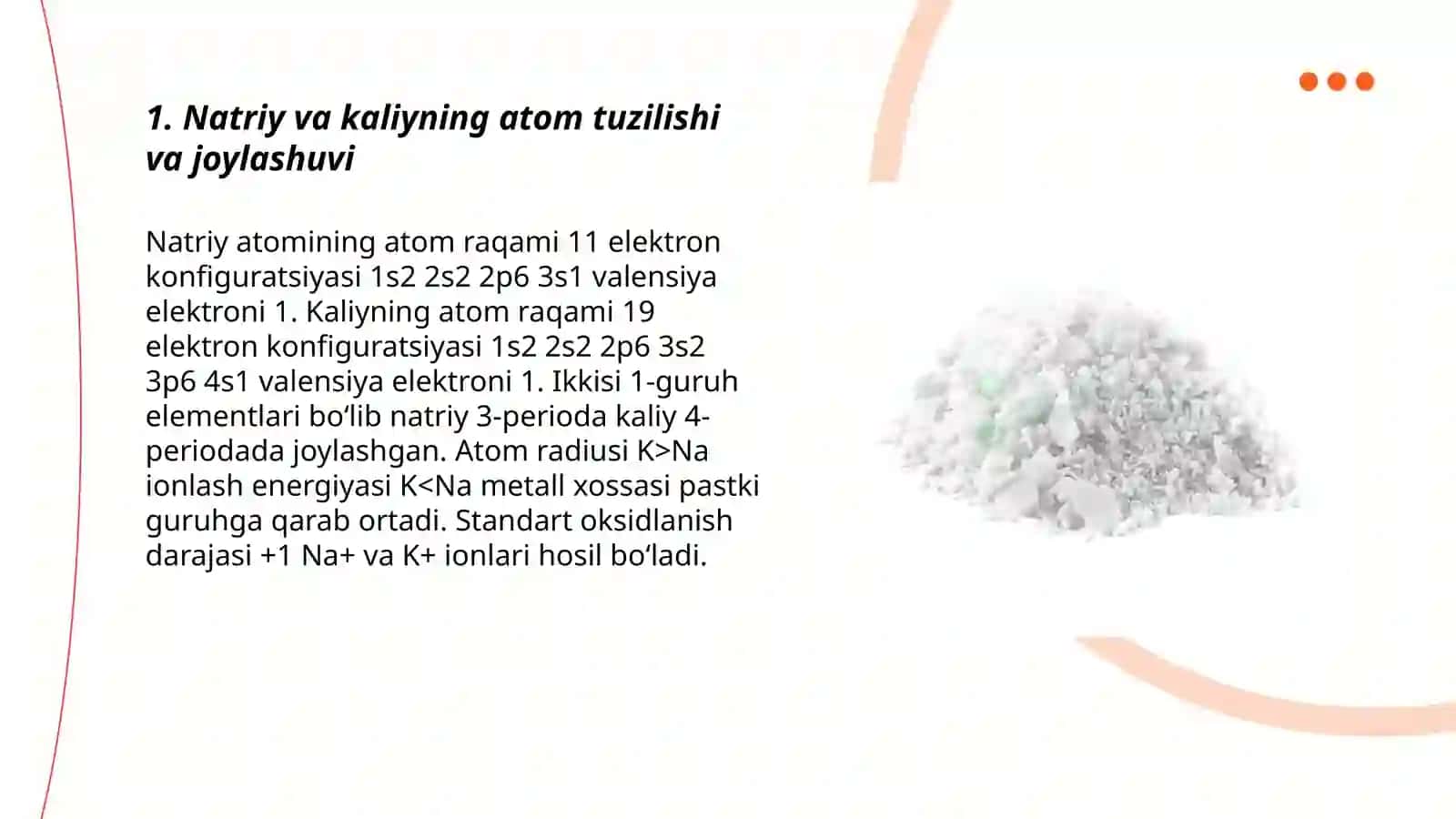 Natriy va kaliyning xossalari va eng muhim birikmalari 3