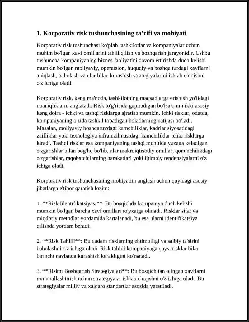 Korporativ Risk Tushunchasi va Uni Tahlil Qilish Usullari 3