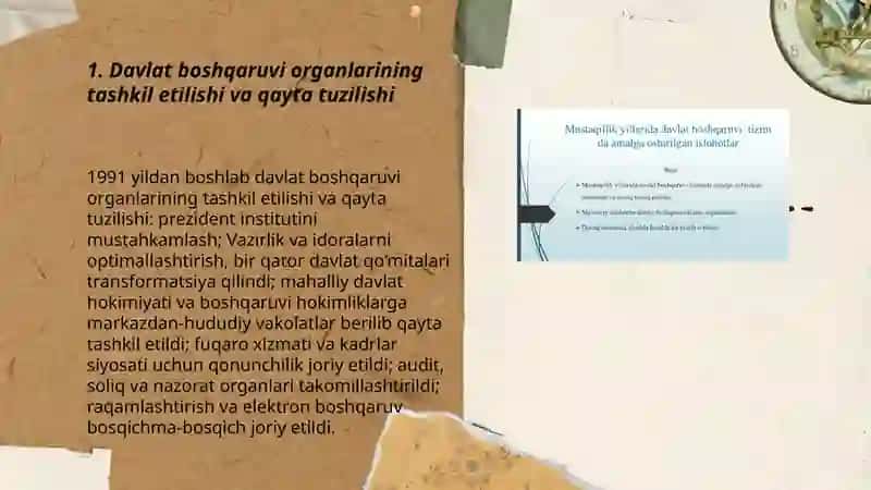 MUSTAQILLIK YILLARIDA DAVLAT BOSHQARUVI TIZIMIDA AMALGA OSHIRILGA ISLOHOTLAR 3