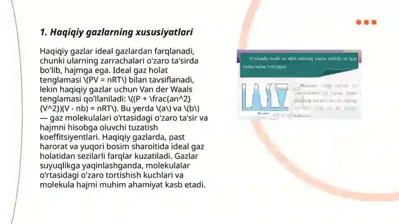 Haqiyqiy gazlar. Van der Vaals tenglasi 3