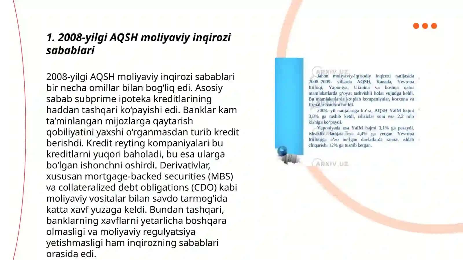 2008-yildagi AQSH inqirozi va inqirozdan chiqib ketishi haqida 3