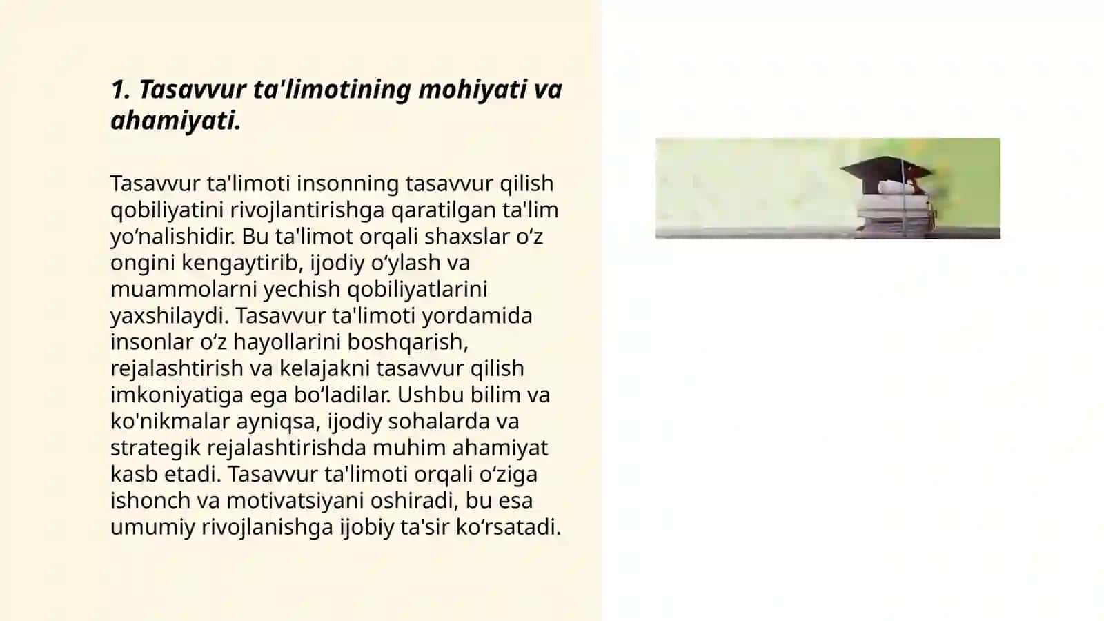 Tasavvurda komil inson qarashlari va tariqatlari.Tasavvur ta'limotidagi ustoz va shogird an'analarining qo'llanishi masalalari 3