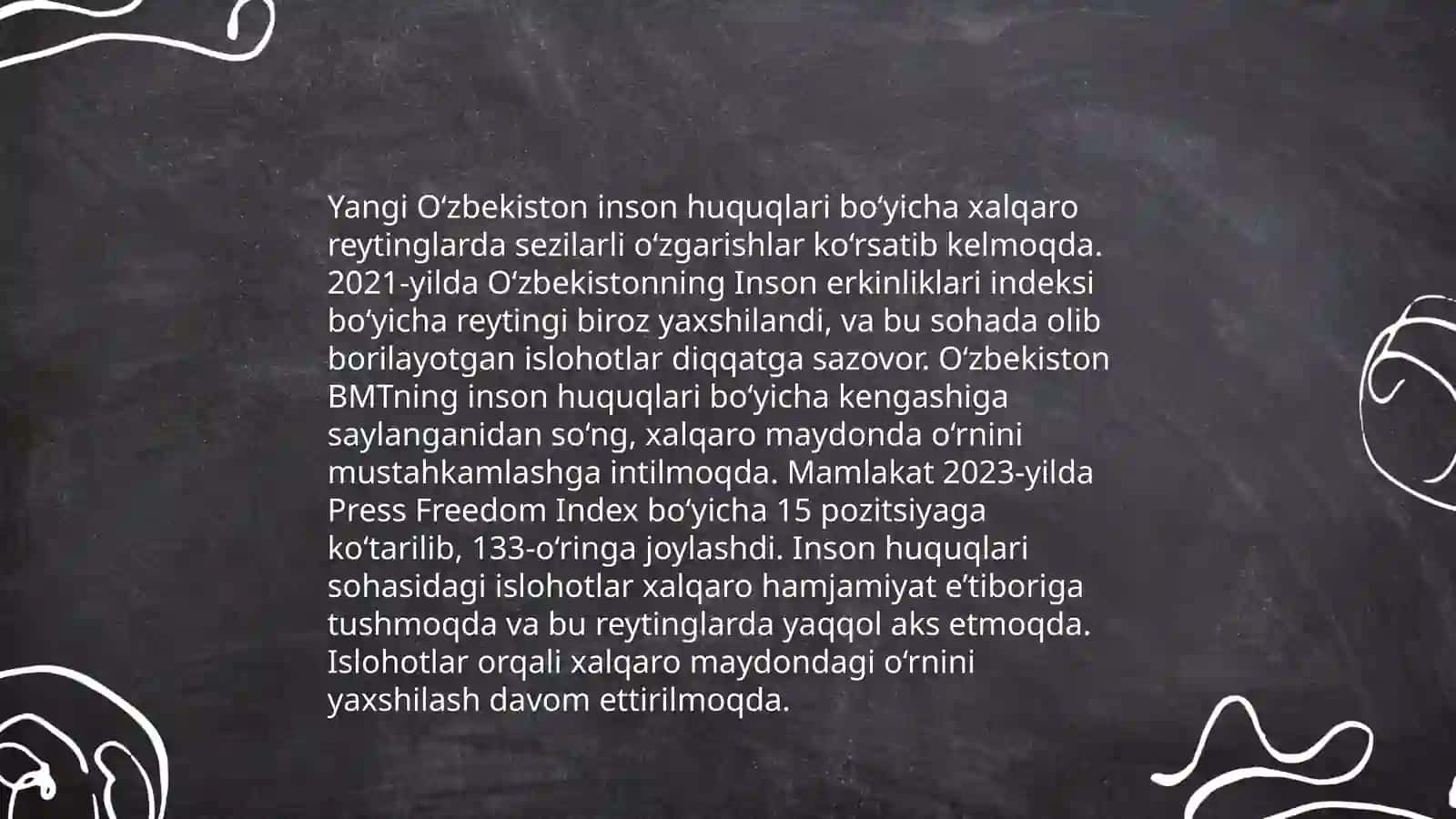 Yangi O‘zbekiston ijtimoiy-siyosiy, iqtisodiy va madaniy hayotida roʻy berayotgan oʻzgarishlarning xalqaro reyting va indekslarda aks etishi 3