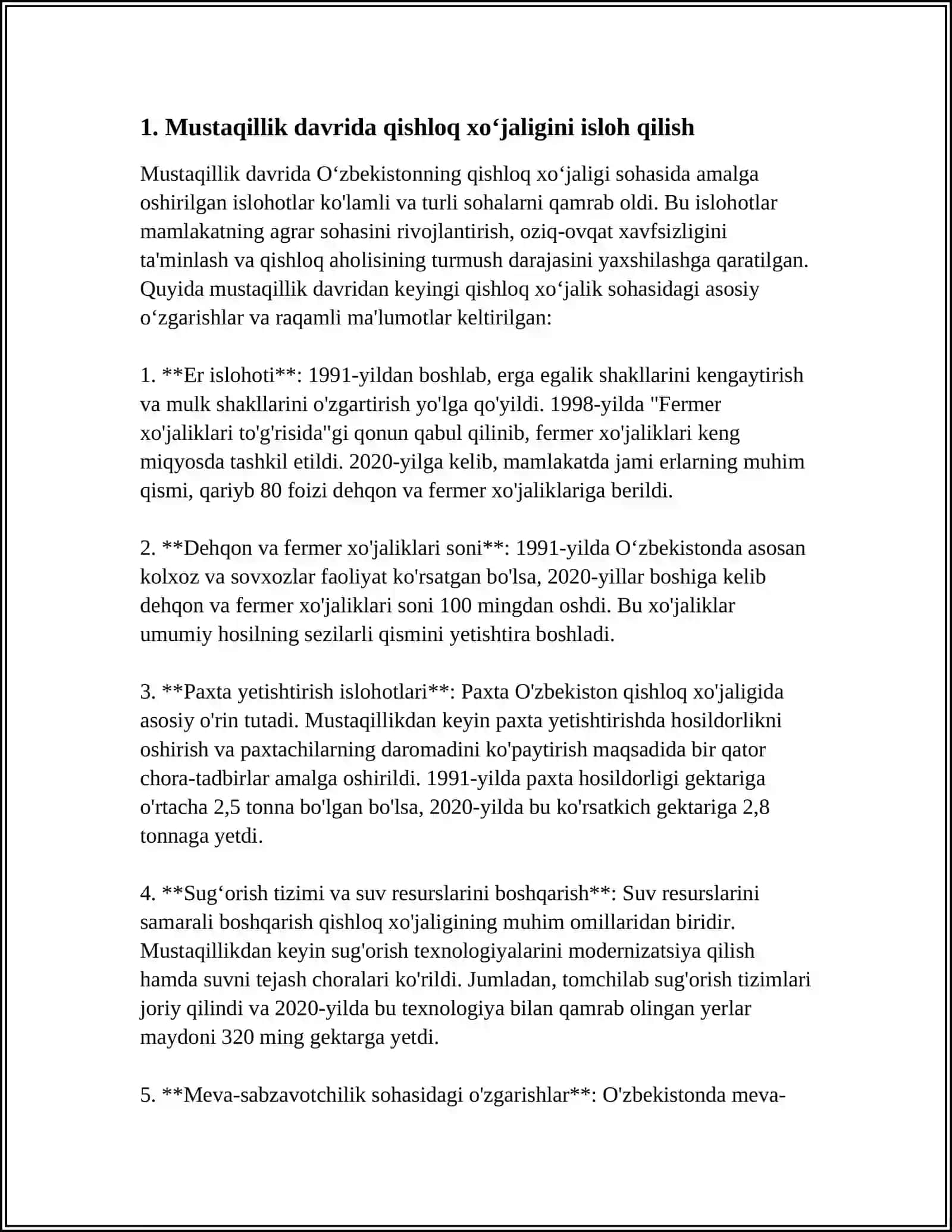 MUSTAQILLIK YILLARIDA QISHLOQ XOʻJALIGI VA SANOATDA OʼZGARISHLAR 3