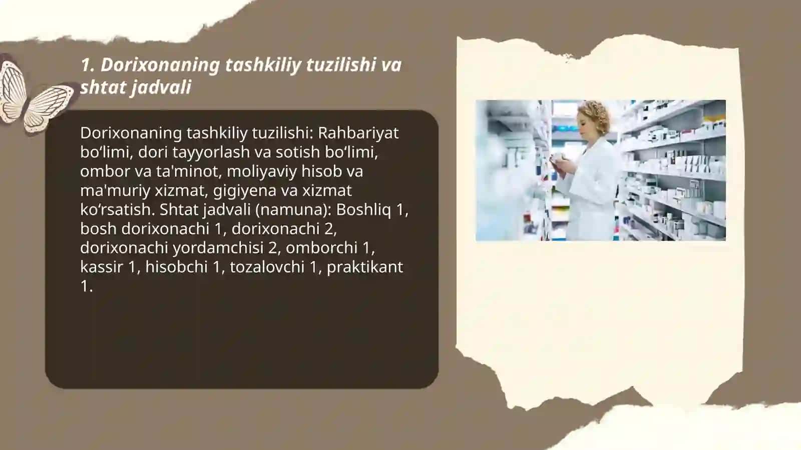 Dorixona va unda ishlovchi xodimlar vazifalari va shtatlari 3