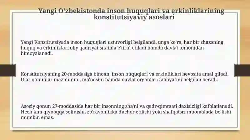 Yangi O'zbekistonda inson haq-huquqlari vaerkinliklari kafolatining yaratilishi 3