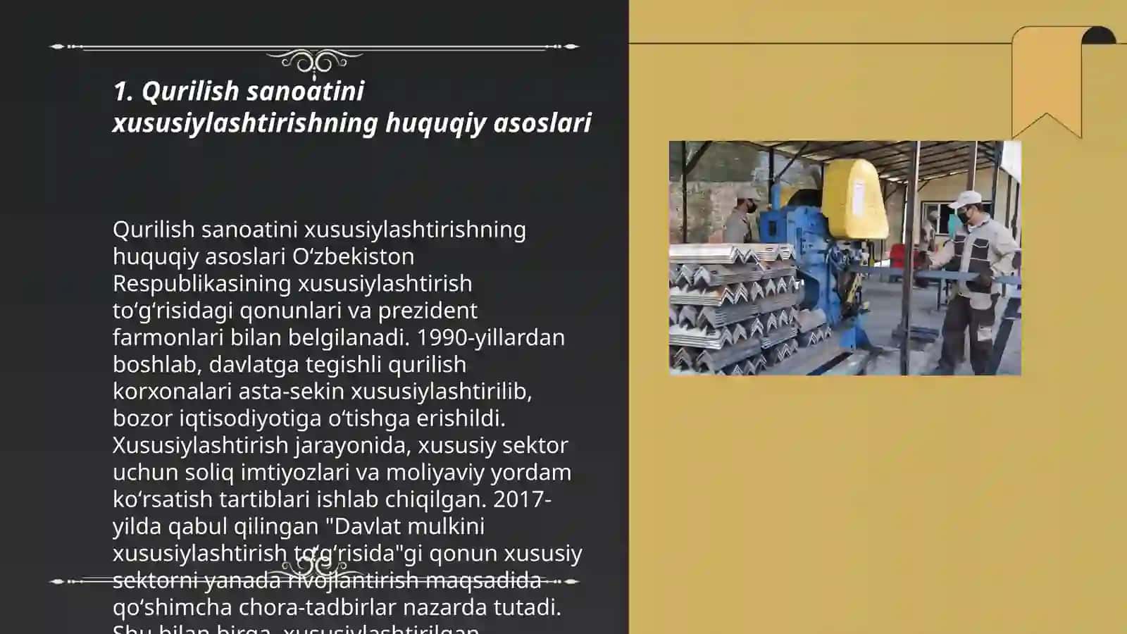 Qurilish Industriyasi Korxona va Tashkilotlarini Davlat Tasarrufidan Chiqarish va Xususiylashtirishning Asosiy Yo'nalishlari 3