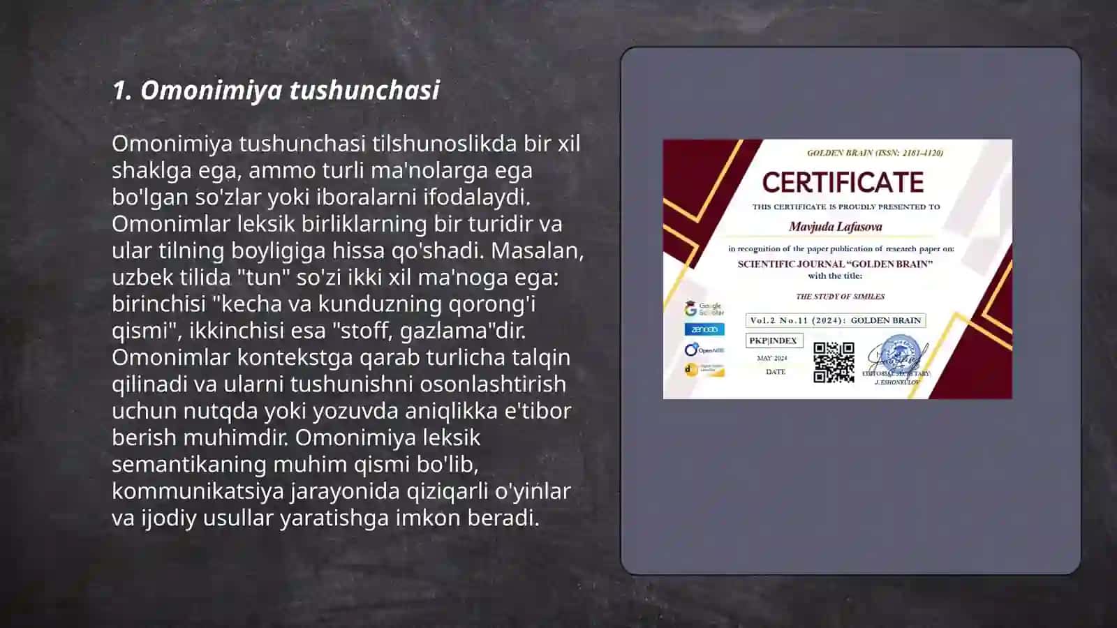 Omonimiya.Omonimiya koʻrinishlari. Leksik omonimlar 3