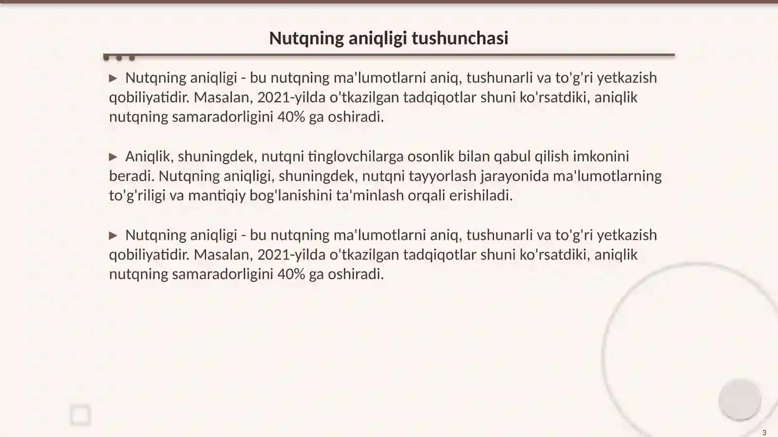 Nutq madaniyati fanidan 3
