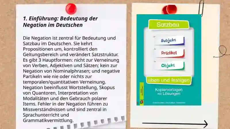 Negation und Satzbau Eine Presentation zum Thema vorbereiten 3