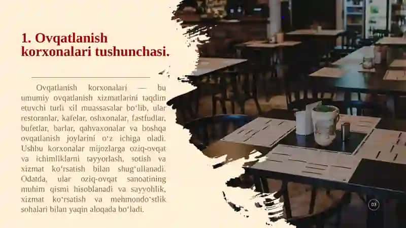 Mehmondo‘stlik industriyasida ovqatlanish korxonalari 3