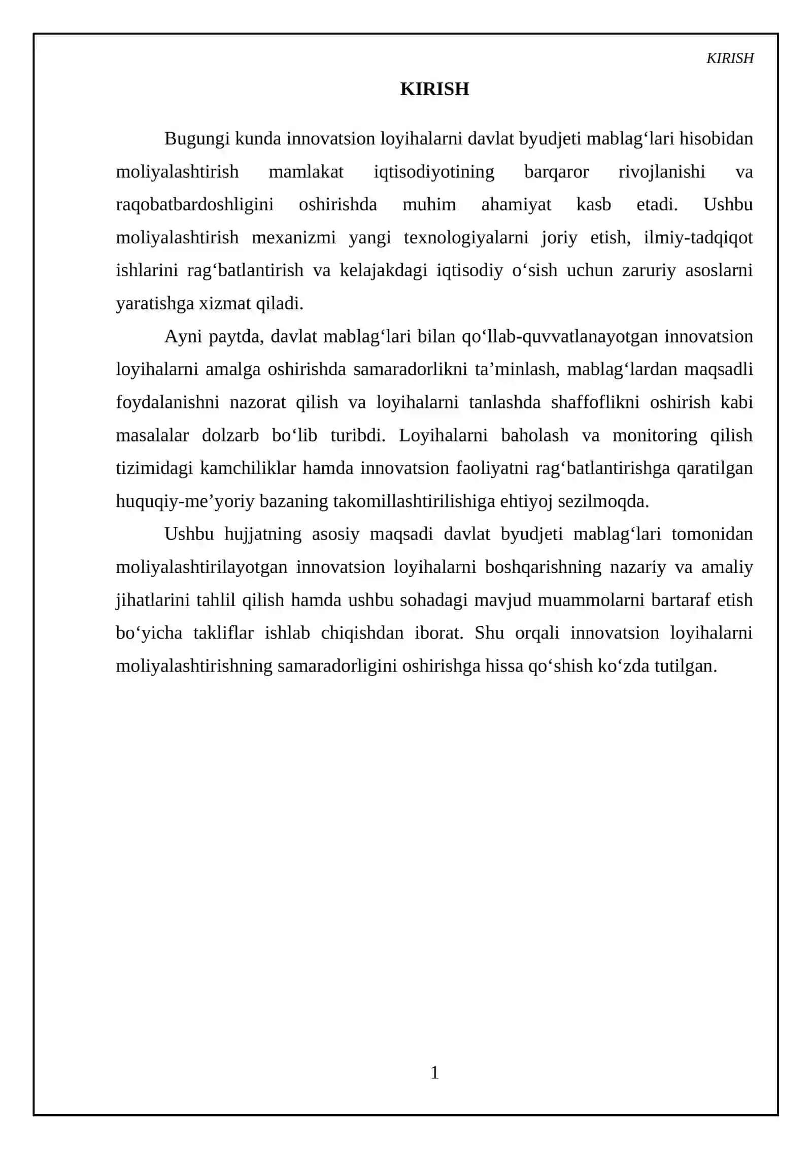 Davlat byudjeti mablag‘lari tomonidan moliyalashtirilayotgan innovatsion loyihalar 3