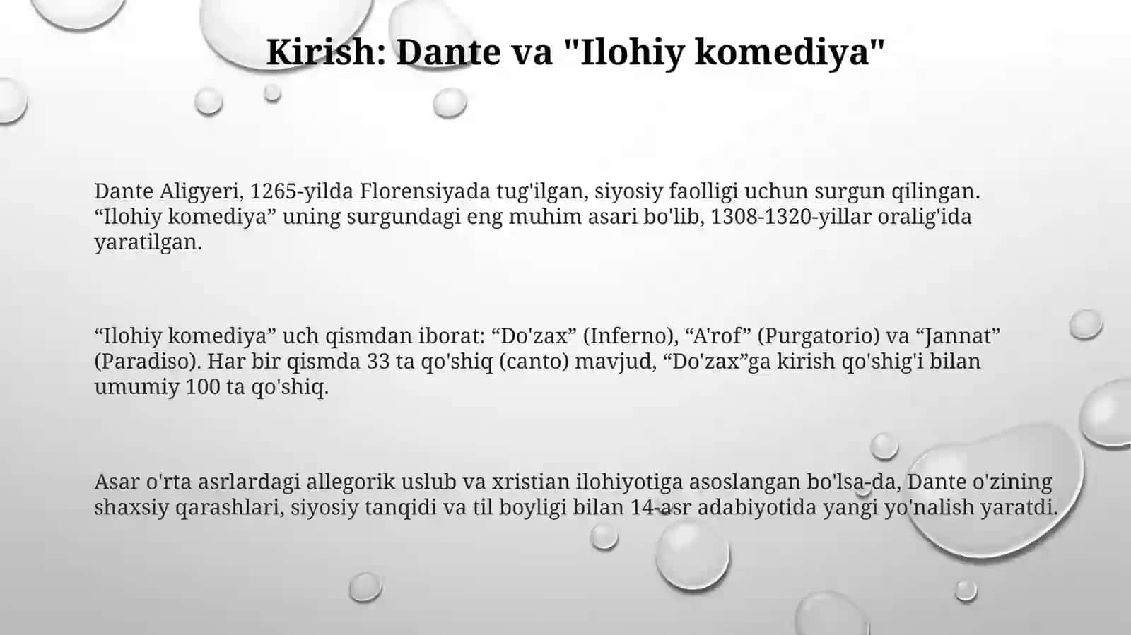 Dante Aligyeri "Ilohiy komediyasi" 3