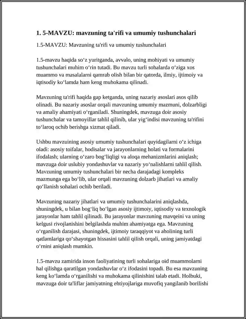 Mavzu: Mavzuning ta'rifi va umumiy tushunchalari 3