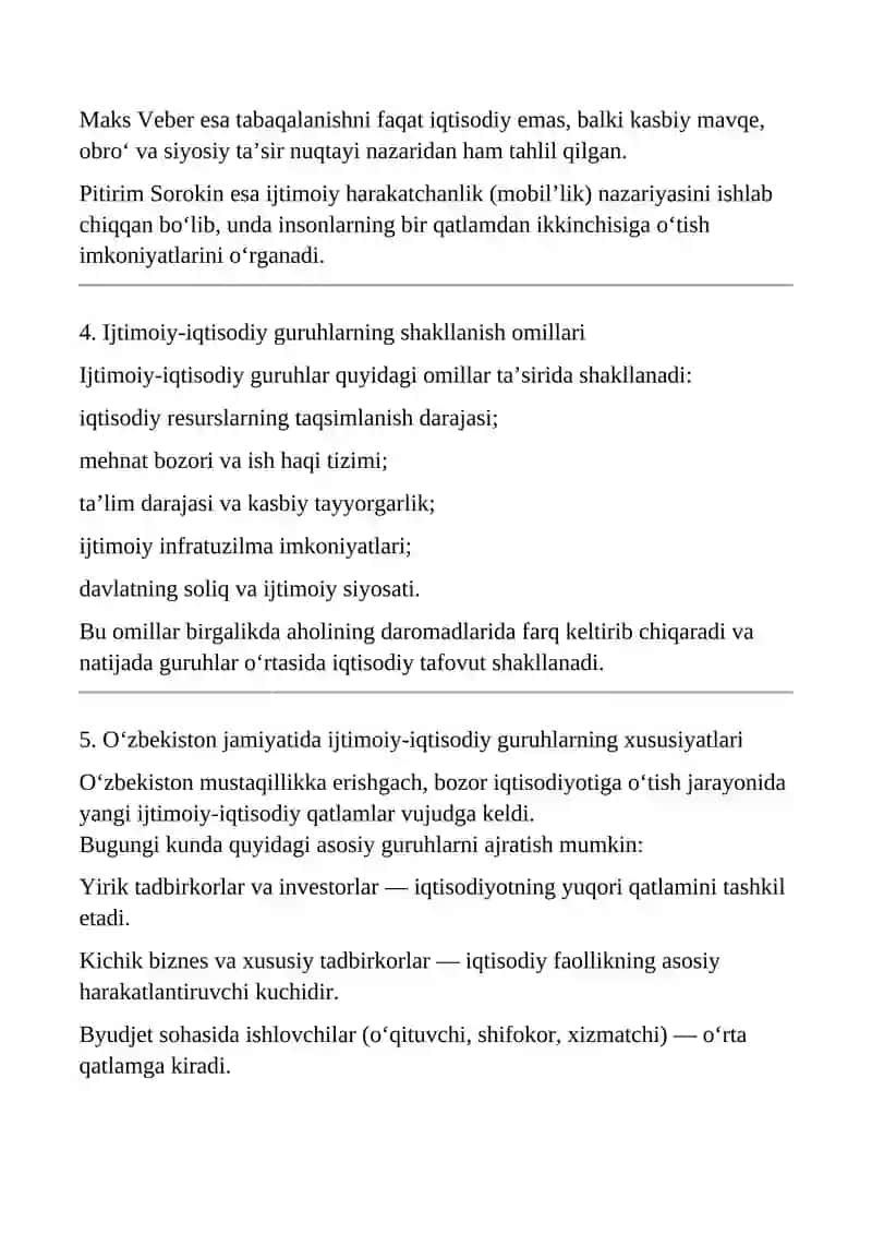Aniq ijtimoiy-iqtisodiy guruhlarning tahlili 3