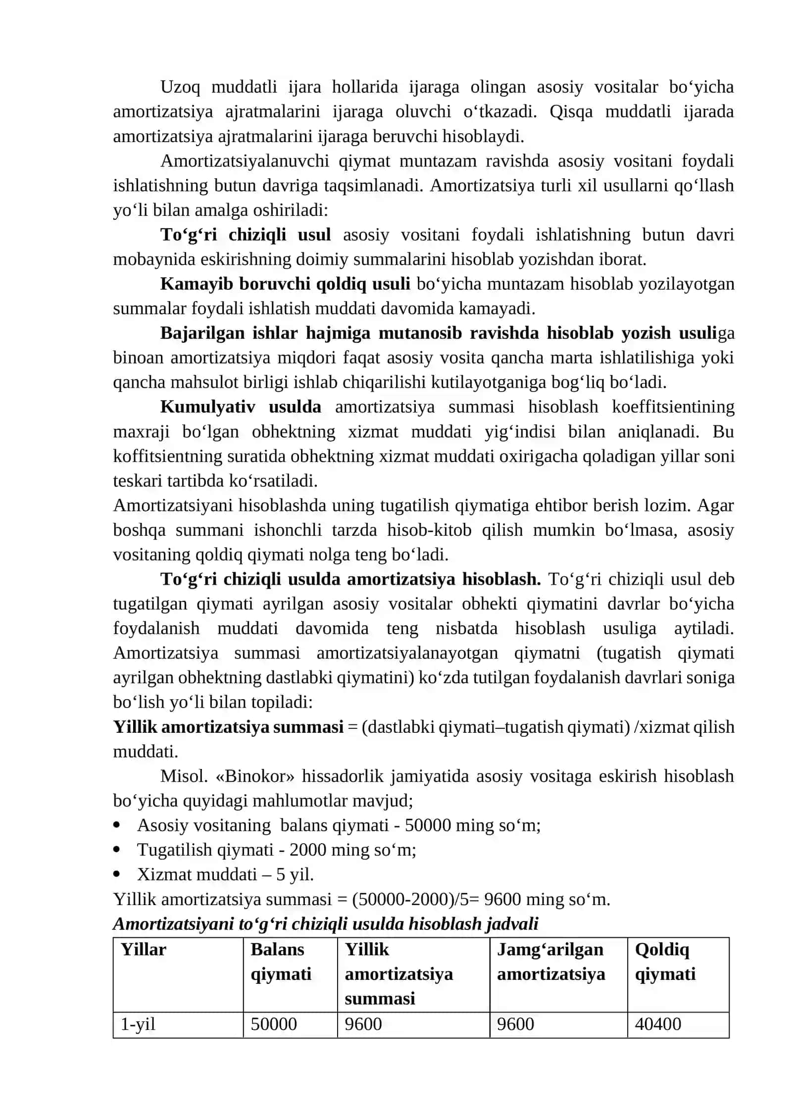 Asosiy vositalarga amortizatsiya hisoblash 3