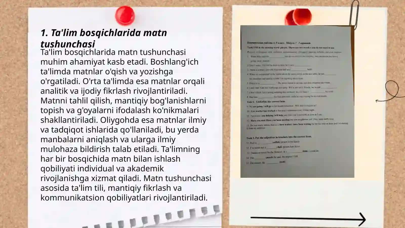 Ta'lim bosqichlarida matn va uning turlarini o'rganish 3