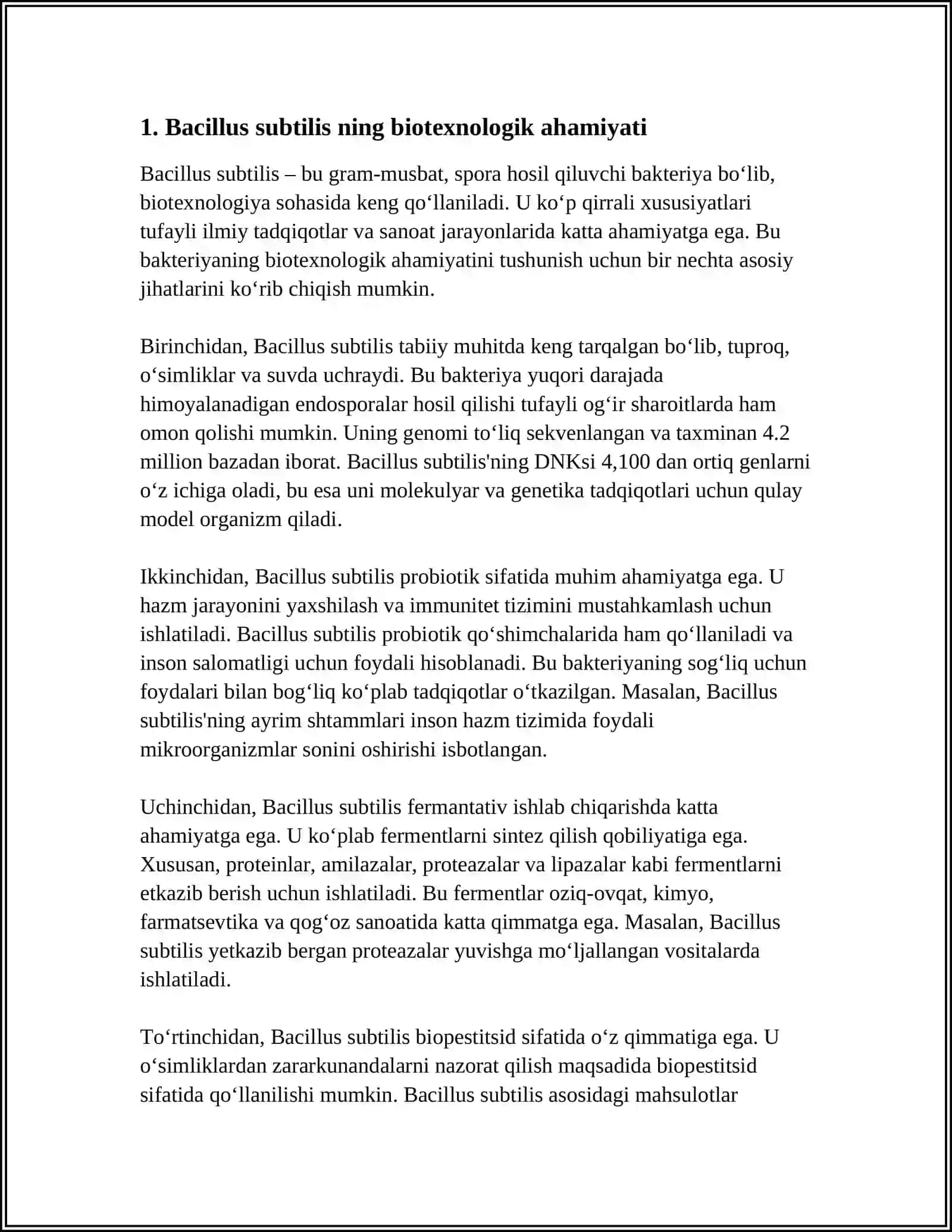 BACILLUS SUBTILIS ISHLAB CHIQARADIGAN ZARUR MODDALAR 3