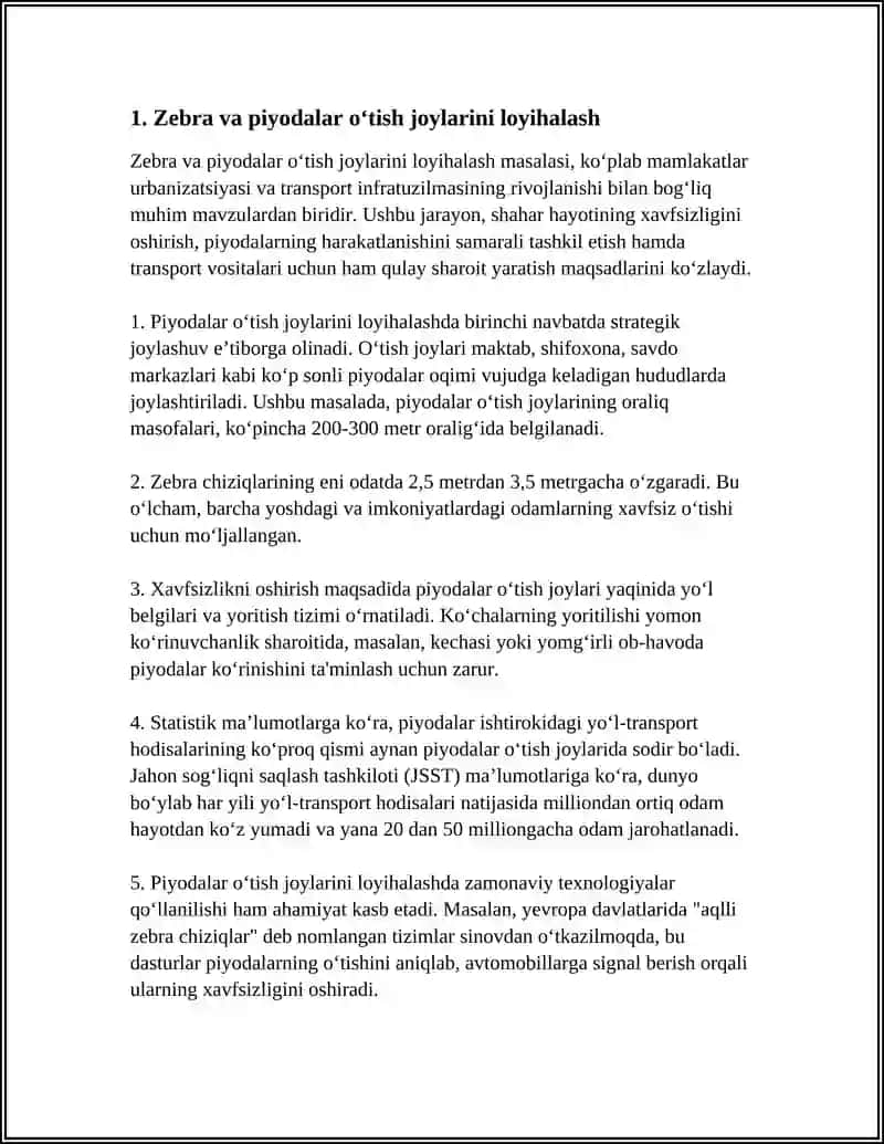 PIYODALAR HARAKAT XAFVSIZLIGINI OSHIRISH YOʻLLARI 3