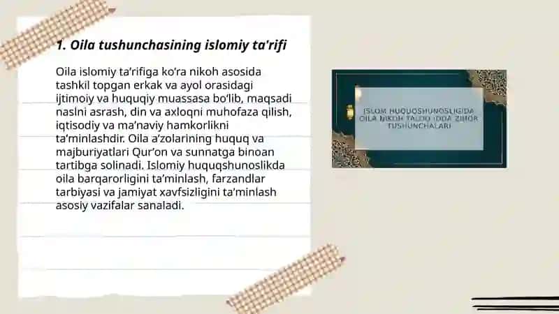 Islom huquqshunosligida oila,nikoh,taloq,idda,zihor tushunchalarini ta‘riflash 3