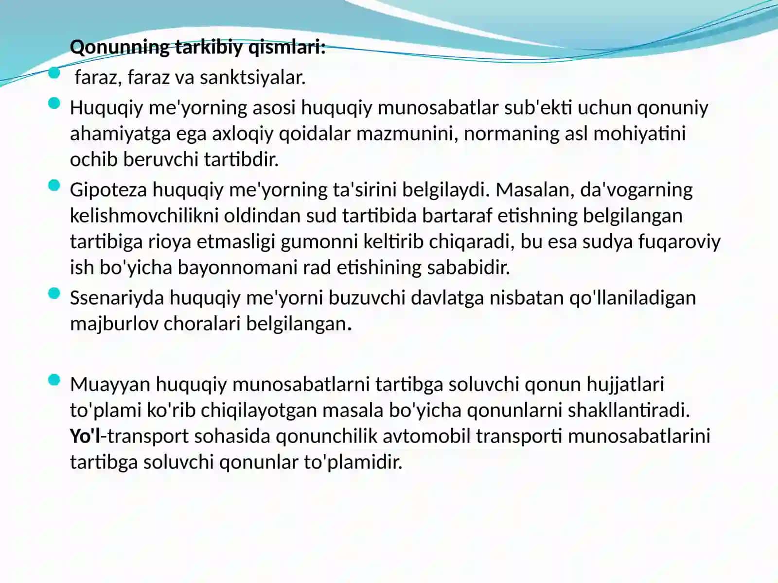Mavzu №4, Avtotrasnportda huquq asoslari 3