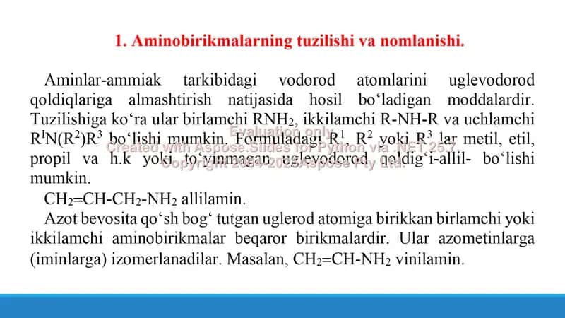 14. Aminlarning olinish usullari. Diaminlar - putrestsin va kadaverin. Azobo'yoqlar. Taqdimot, 26 bet. 3