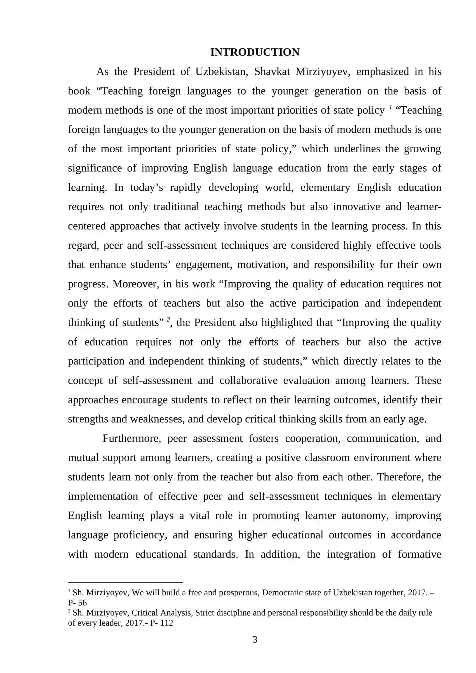 EFFECTIVE PEER AND SELF-ASSESMENT TECHNIQUES IN ELEMENTARY ENGLISH LEARNING 3