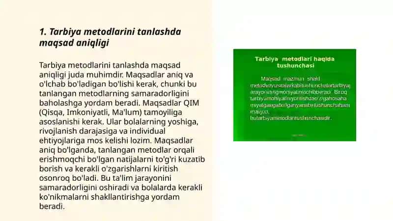 Tarbiya metodlarining tanlab olish shakli 3