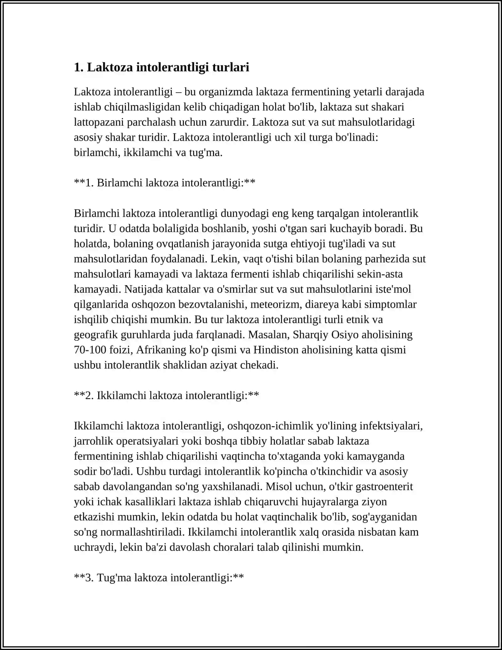 BOLALARDA BIRLAMCHI VA IKKILAMCHI LAKTAZA YETISHMOVCHILIGI 3