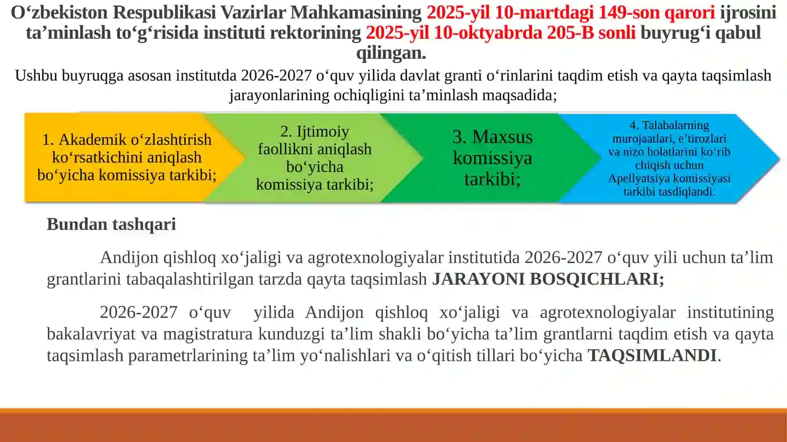 Talabalarga grantlarni taqdim etish va qayta taqsimlash tartibi 3