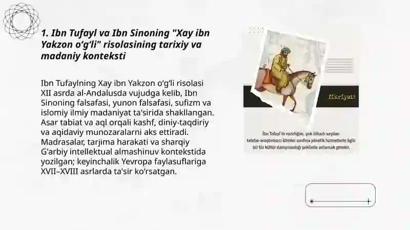 Ibn Tufayl va Ibn Sinoning "Xay ibn Yakzon oʻgʻli" risolasi 3