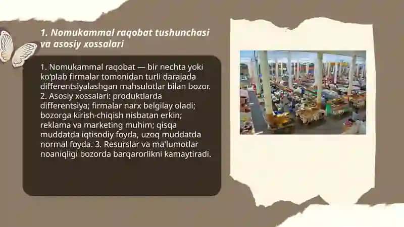Nomukammal raqobat bozori nazariyalari 3