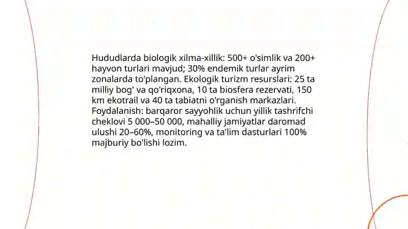 Mintaqalarda ekologik turizm resurslari Va ulardan foydalanish 3