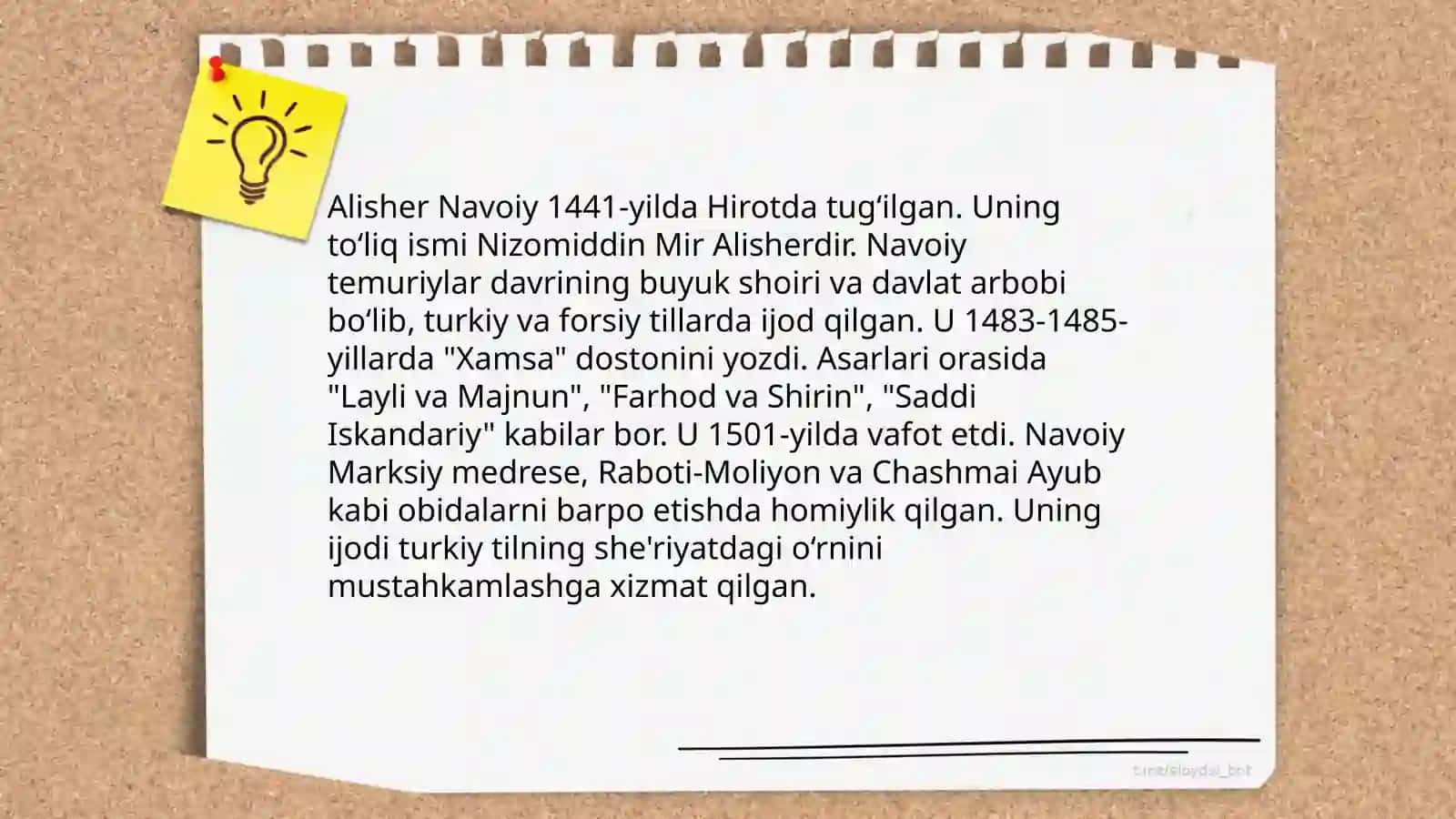 Haqulning Navoiga qaytish kitobini oʻqish va Navoiyning badiiy olami boʻyicha ijodiy ish yozish 3