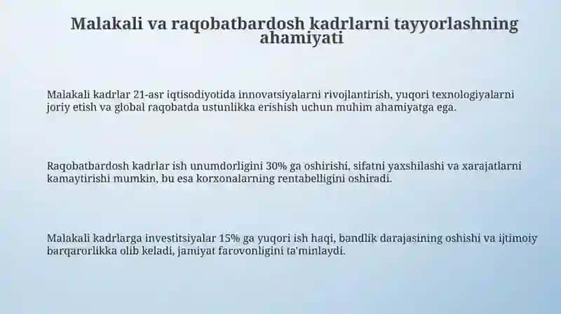 Sifatli va raqobatbardosh kadrlar tayyorlash 3