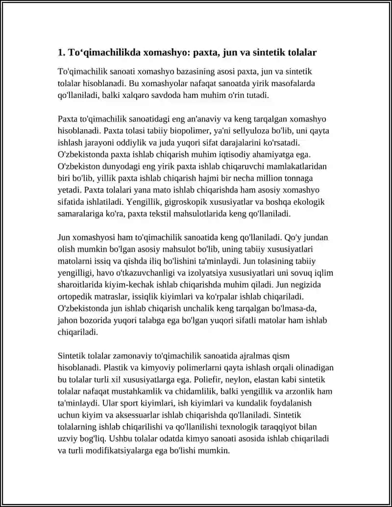 Toʻqimachilik sanoati va plastmassalarning ishlab chiqarilishi 3