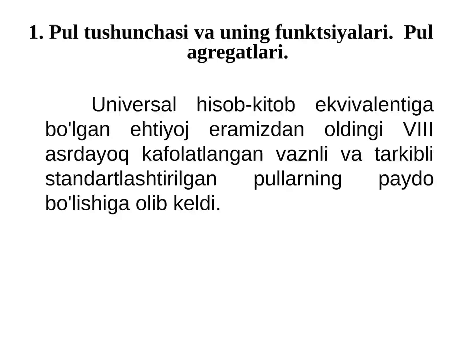 8-mavzu. Pulga talab funktsiyasi.Pultaklifi.Pulbozoridagimuvozanat 3