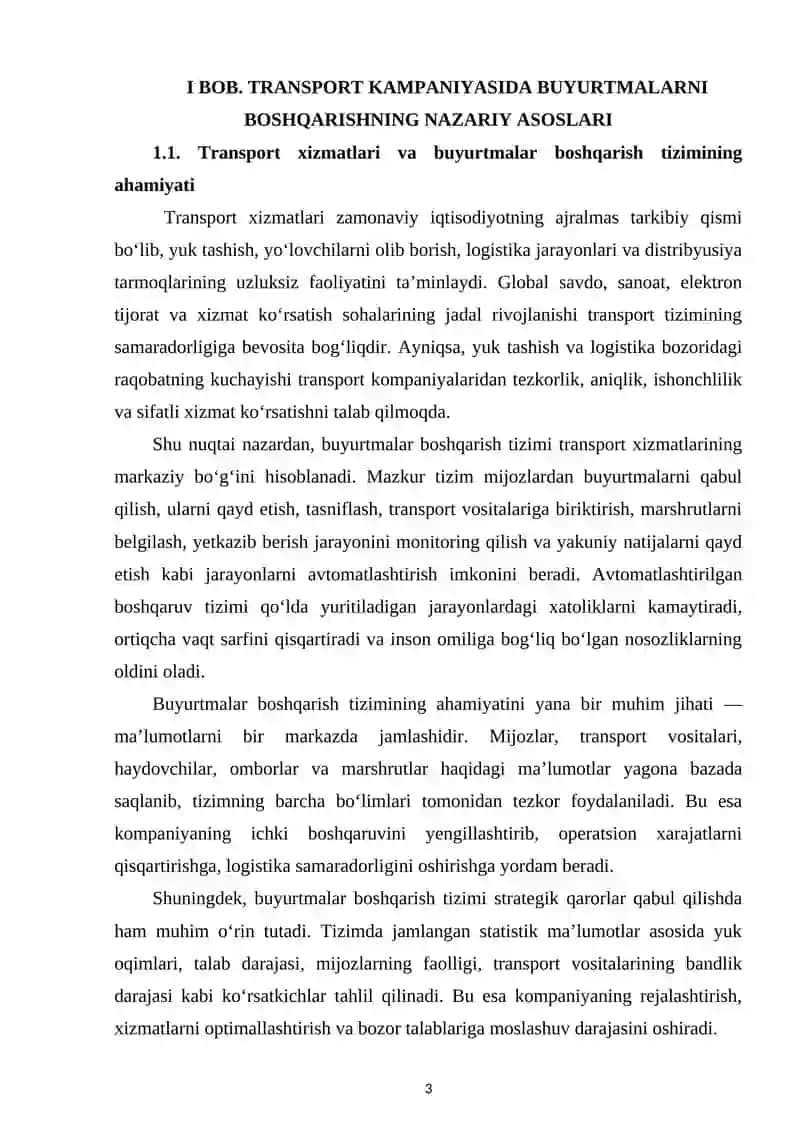 BOB. TIZIMNING MA’LUMOTLAR BAZASINI LOYIHALASH 3